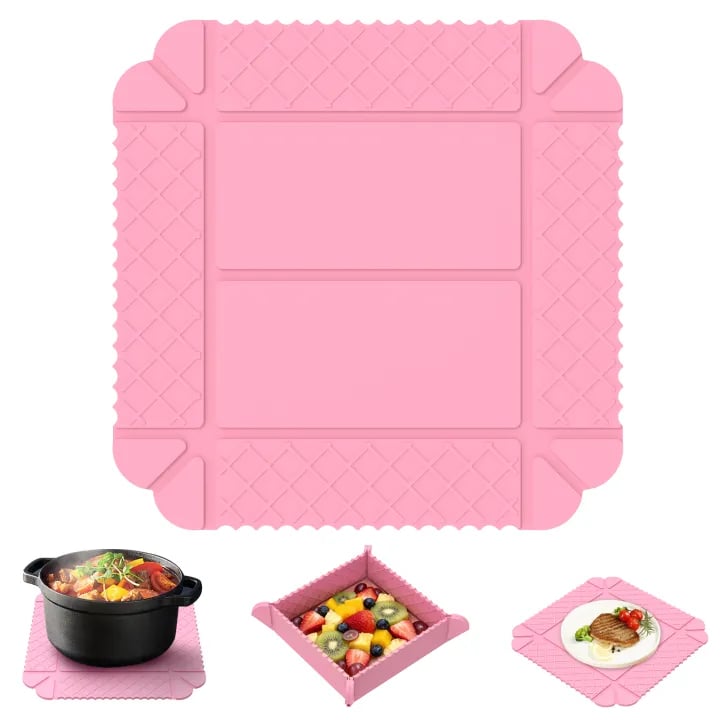 💗 2-Pack 3-in-1 Magnetic Silicone Mats – Heat-Resistant Trivets, Cutting Mats & Foldable Trays