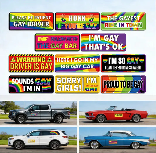 🌈 12-Piece Rainbow Car Magnet Set – Weatherproof & Paint-Safe