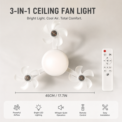 🌀New E27 Socket Ceiling Fan Light – 2‑in‑1 Silent LED Fan with Remote Control, Energy‑Saving Cooling & Lighting Combo for Home Bedroom