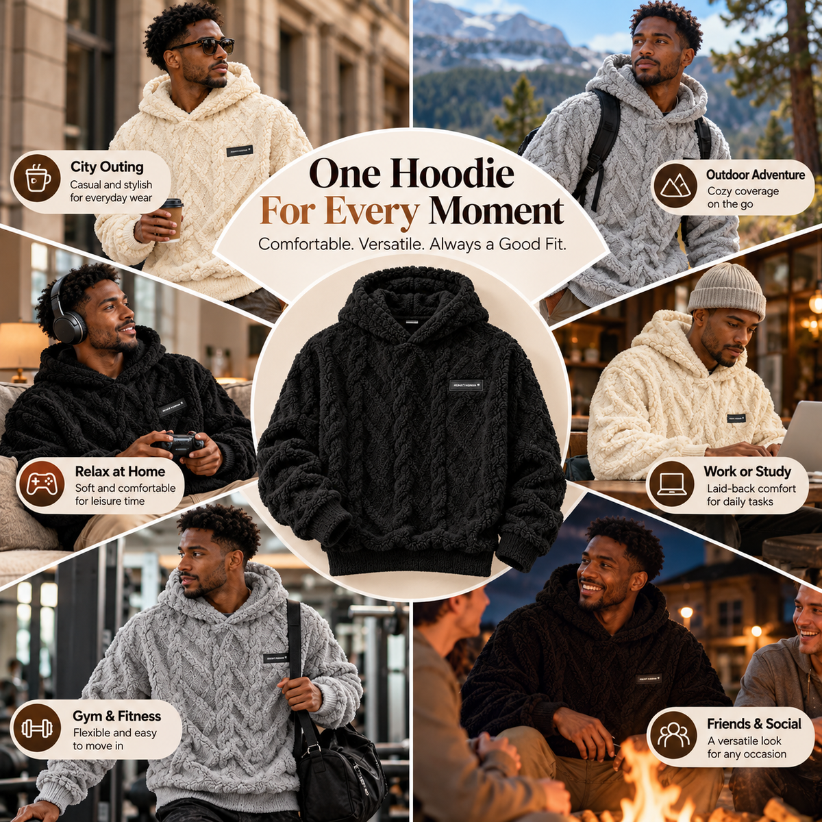🔥Limited Time 50% OFF🔥Men's Fleece-Lined Jacquard Hooded Pullover — Warm Winter Casual Hoodie 🧥