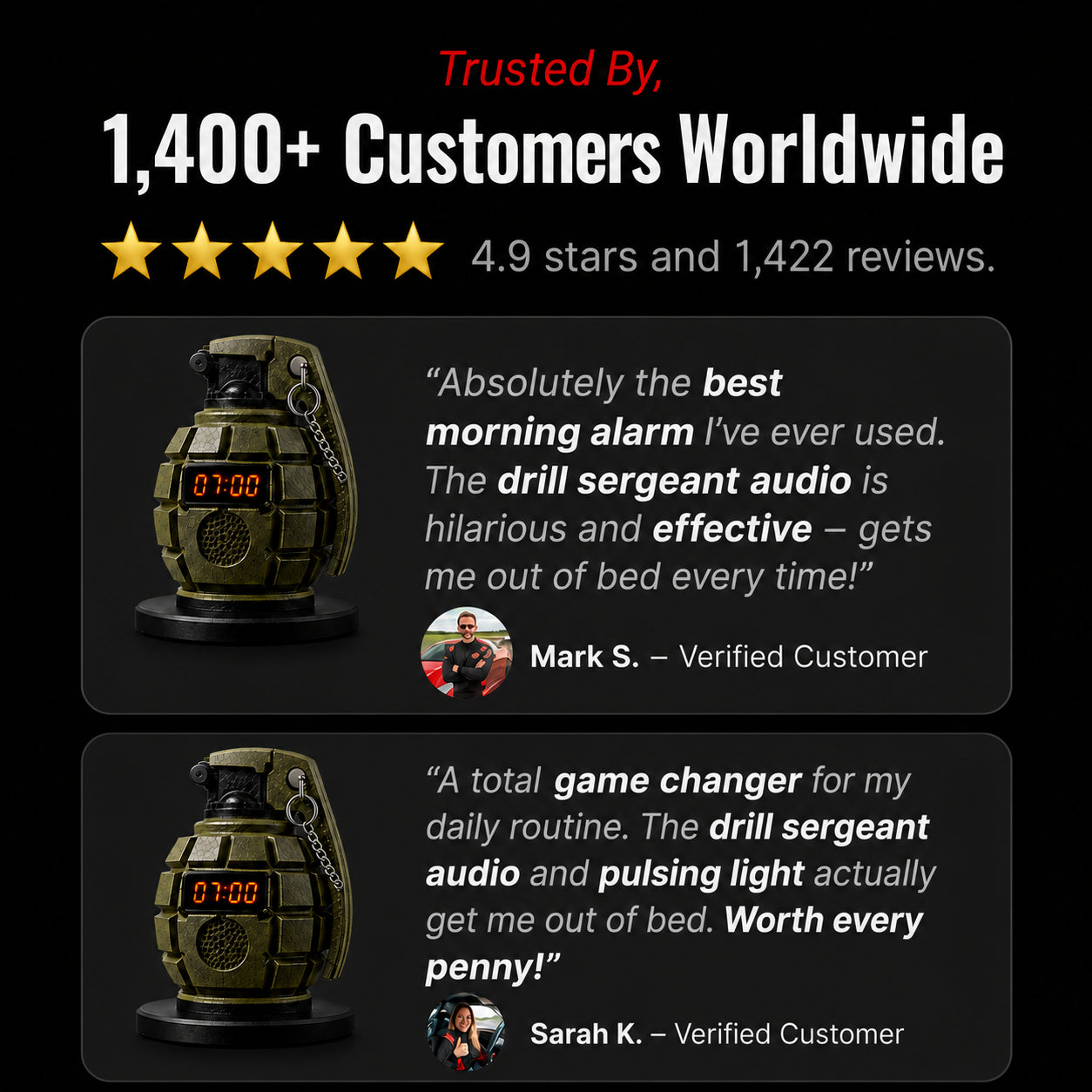 Early Drill™ Grenade Alarm Clock