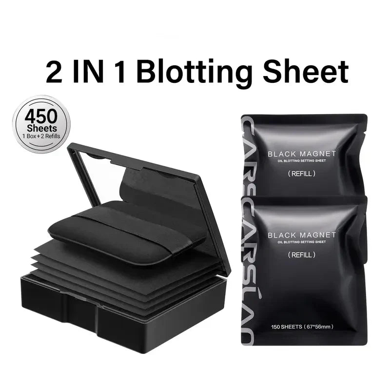 Black Magnet Oil Blotting Setting Sheet - 2 in 1