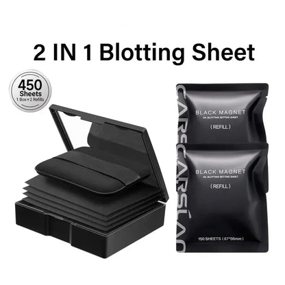 Black Magnet Oil Blotting Setting Sheet - 2 in 1