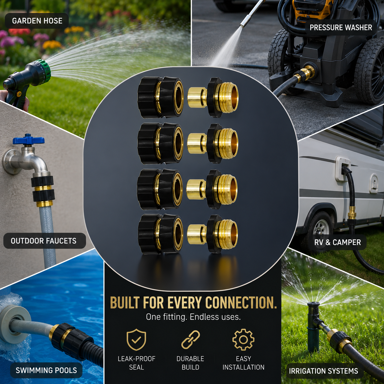 VeroFlow™ 1-Second Snap Hose Connector Kit – Premium 3/4" Aluminum Quick Connect Fittings – Precision Leak-Free Design 🌊🛡️