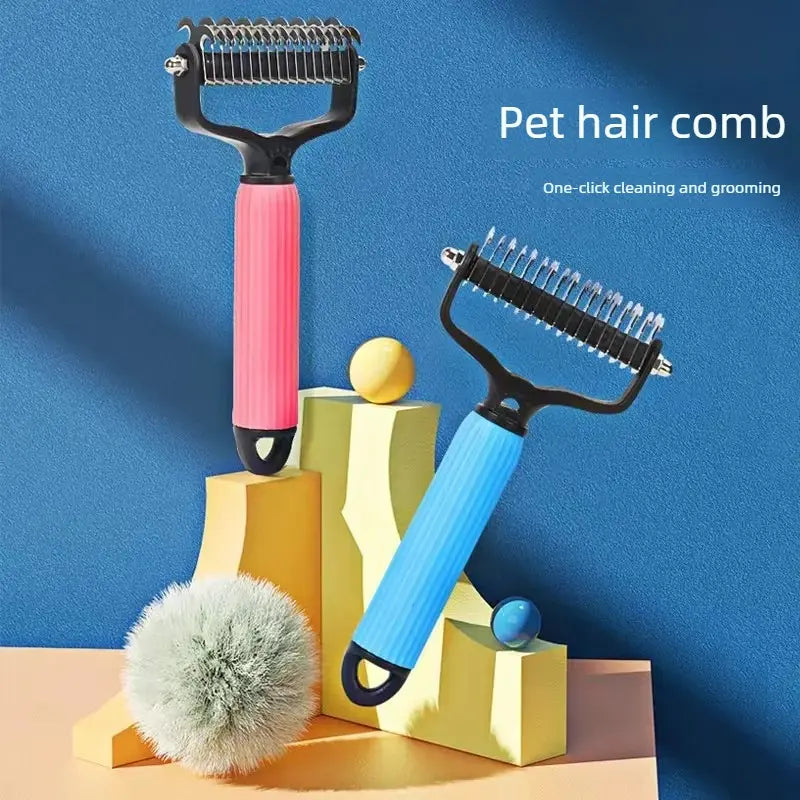 VeroGroom™ 2-in-1 Pet Undercoat Rake | Professional Double-Sided Dematting & Deshedding Tool for Dogs ✨🐕