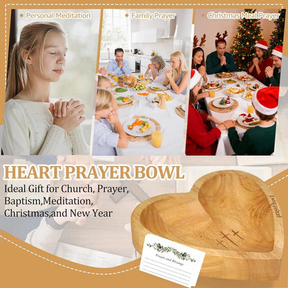 Faith & Grace Heart-Shaped Prayer Bowl Set – Hand-Engraved Vintage Religious Gift for Mother's Day & Easter Sunday 🎁❤️