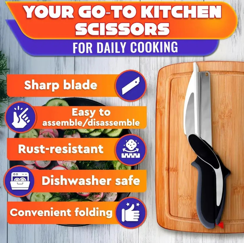 🔥New 2-in-1 Kitchen Scissors – Stainless Steel Food Cutter