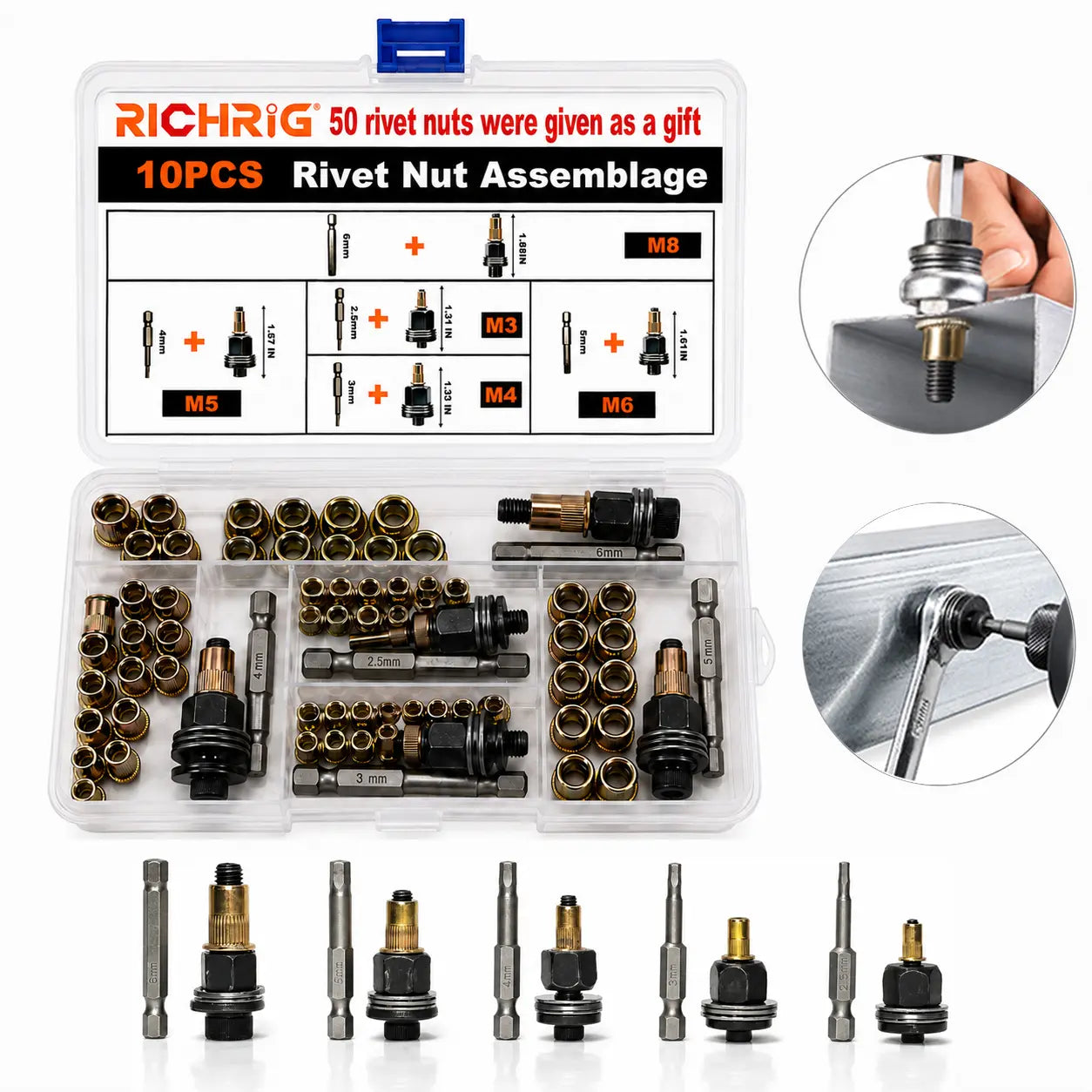 🔥Limited Time-49% OFF🔥Head Rivet Nut Tool Kit M3-M8 Carbon Steel for Automotive & DIY
