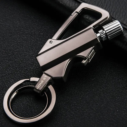 🔥 3-in-1 Waterproof Refillable Match Keychain with Bottle Opener & Carabiner Clip
