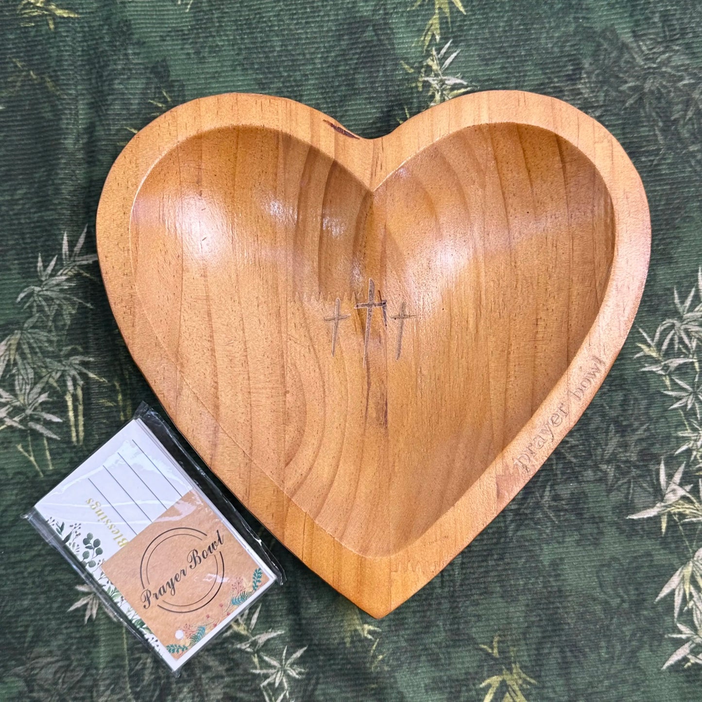 Faith & Grace Heart-Shaped Prayer Bowl Set – Hand-Engraved Vintage Religious Gift for Mother's Day & Easter Sunday 🎁❤️