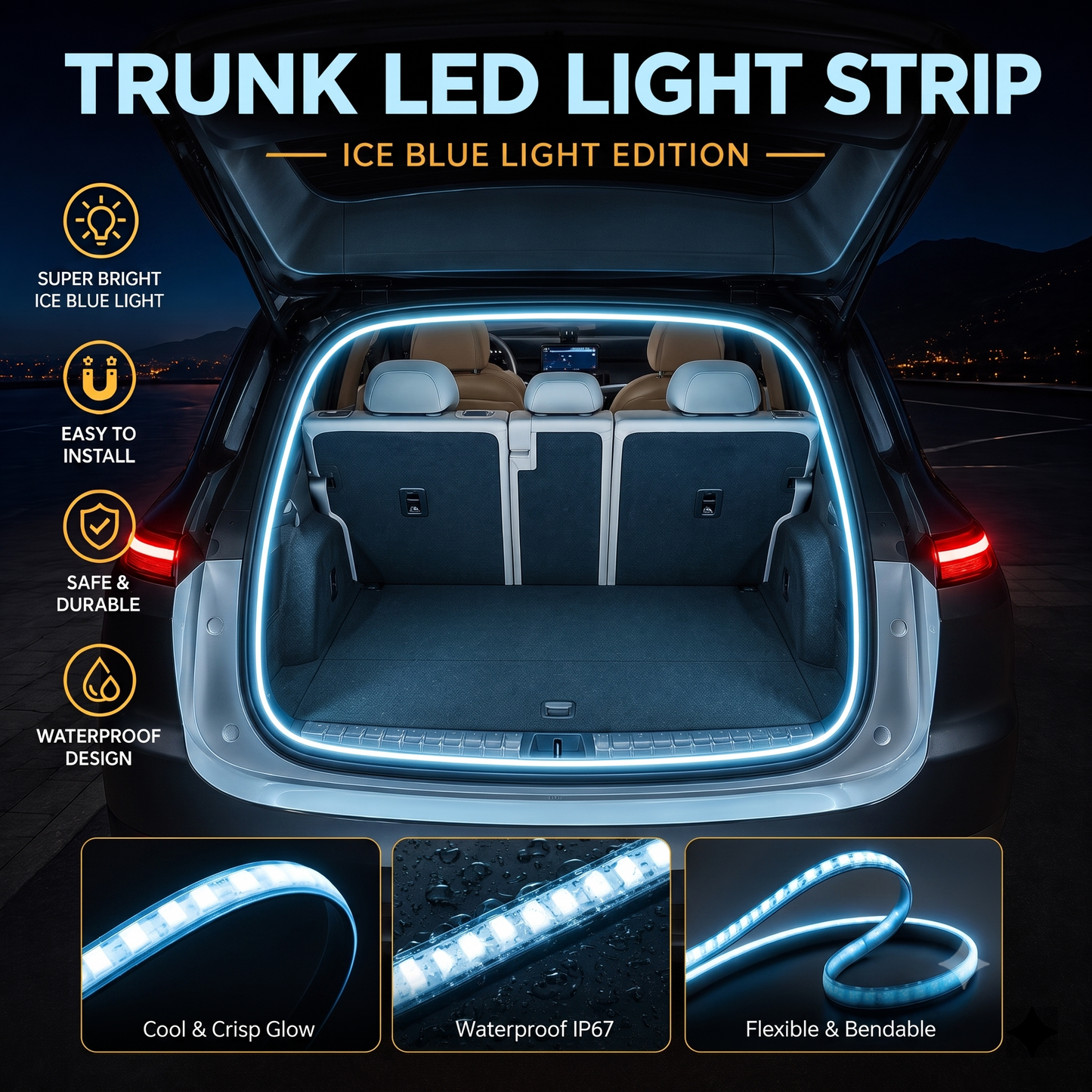 Ultra-Bright Dynamic Trunk LED Light Strip | Fits All Cars & Cut-to-Fit 🚗✨