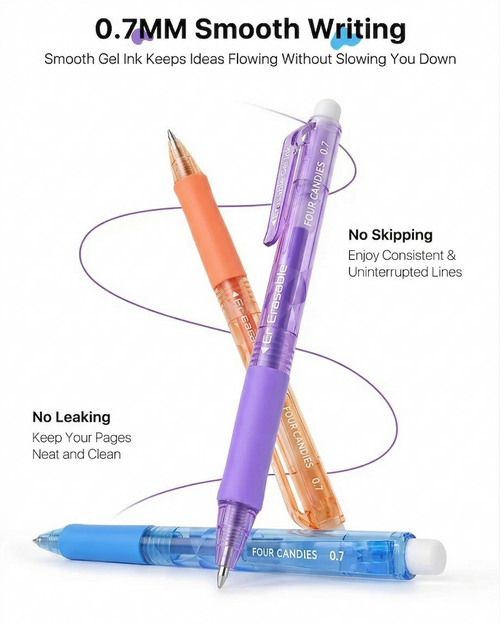 🎁Last Day Promotion 49% OFF🔥 Retractable Erasable Gel Pens | 0.7mm Fine Point - 12/24/36 Color Set