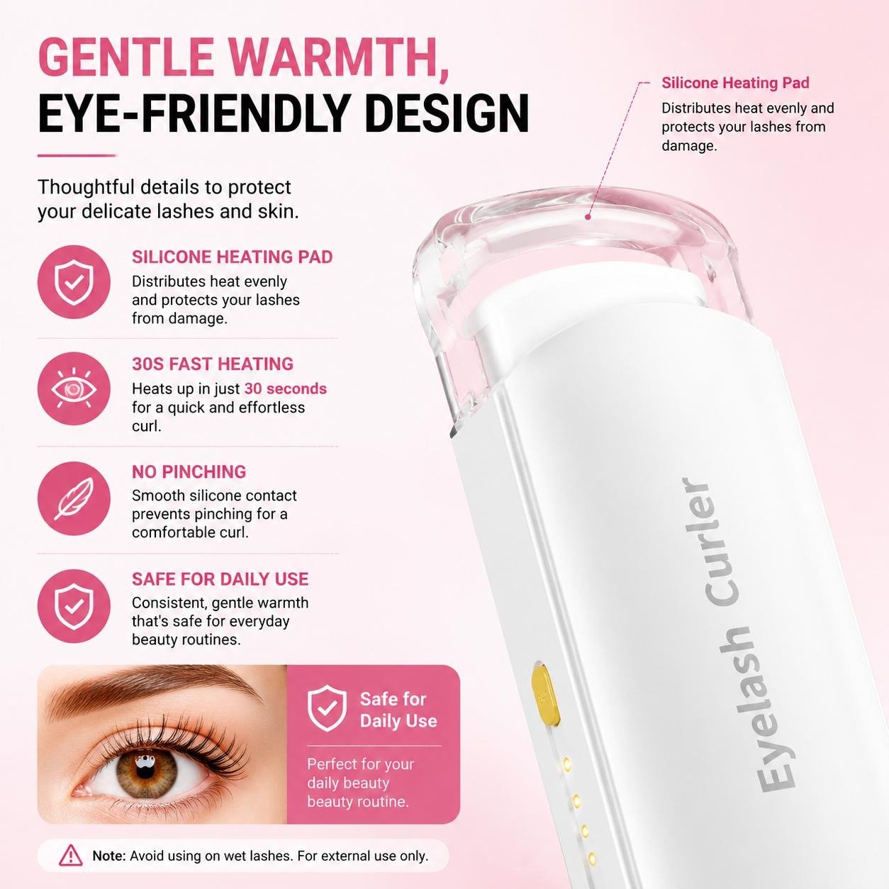 🏆75K+ SOLD!🔥 Heated Eyelash Curler – USB Rechargeable Electric Lash Lift Tool