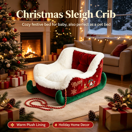 🎅Christmas Sleigh Nest | 2-in-1 Festive Baby & Pet Cozy Bed🐶