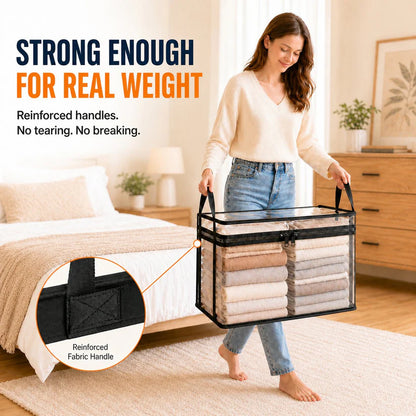 🔥Last Day 49% OFF📦Portable Large Heavy-Duty Thick Plastic Clear Storage Box with Hinged Lid | Home, Travel & Camping