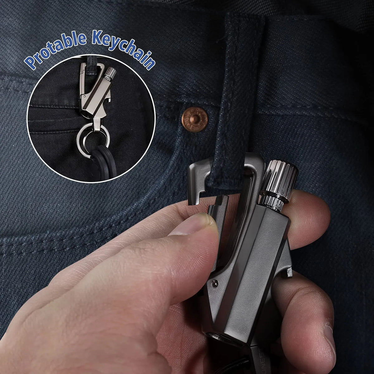 🔥 3-in-1 Waterproof Refillable Match Keychain with Bottle Opener & Carabiner Clip
