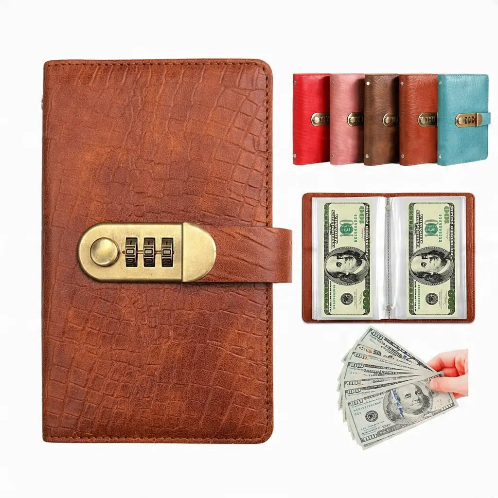 🔥LAST DAY 49% OFF🔐 Cash Stuffing Savings Binder | 100-Pocket Lock Wallet