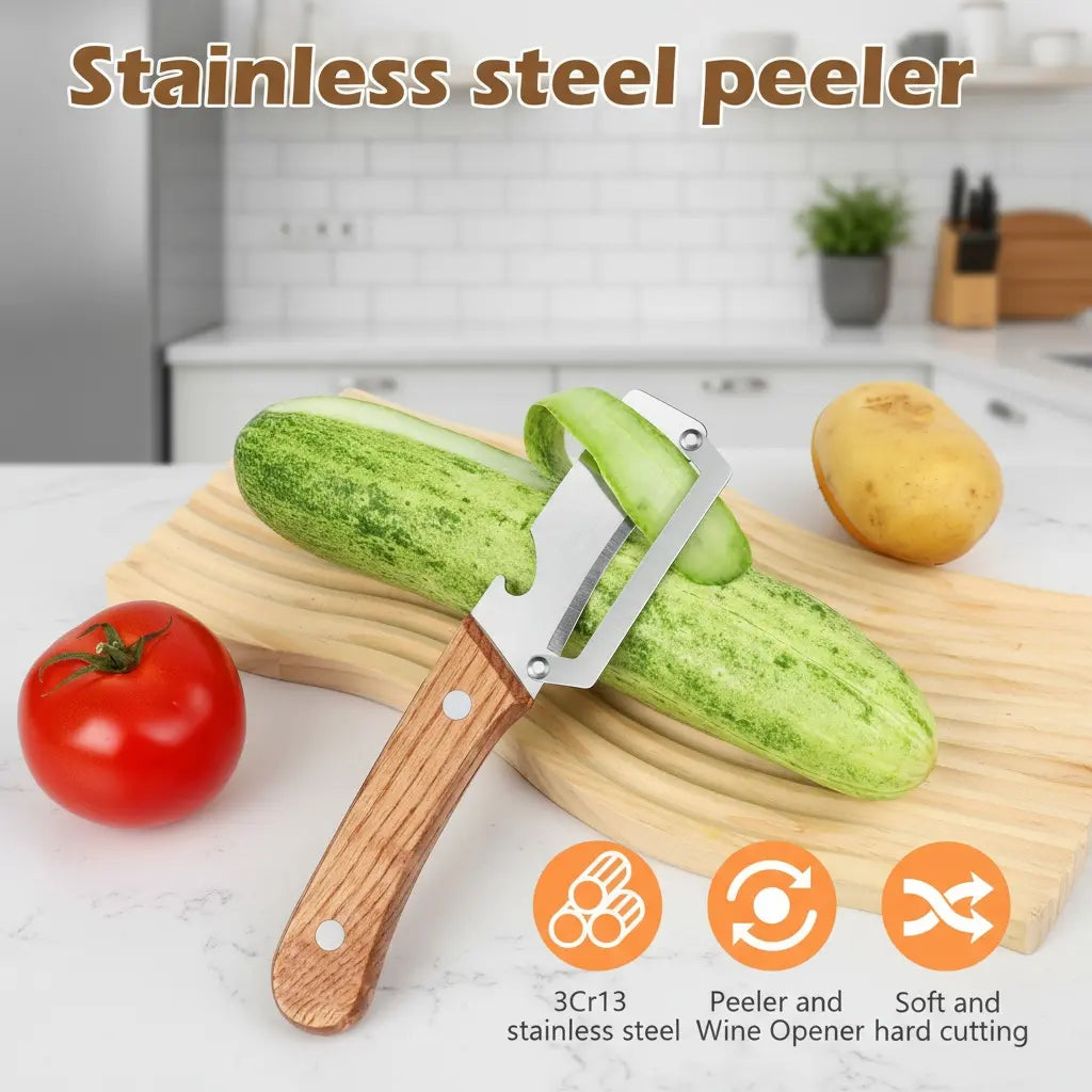 HOT SALE🔥 Household Stainless Steel Sharp Peeler with Built-In Bottle Opener for Fruits & Vegetables