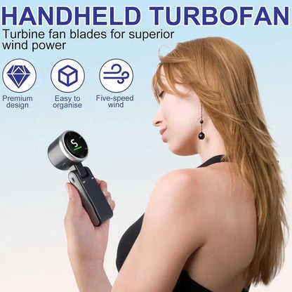 Portable Handheld Turbo Fan🍃❄️, 5 Gear Wind, 3 IN 1 Hand Fan Rechargeable