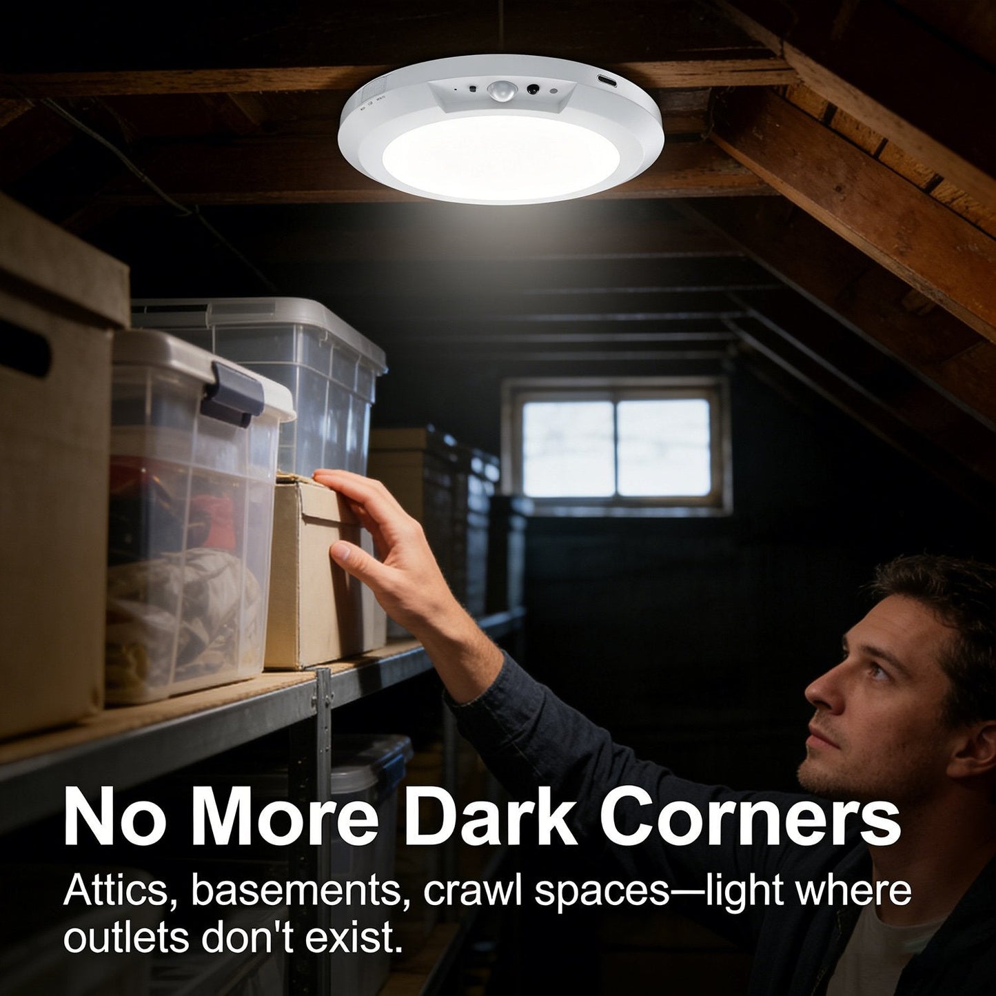 💡 3-Mode Motion Sensor Ceiling Light – Rechargeable, Magnetic, Wireless