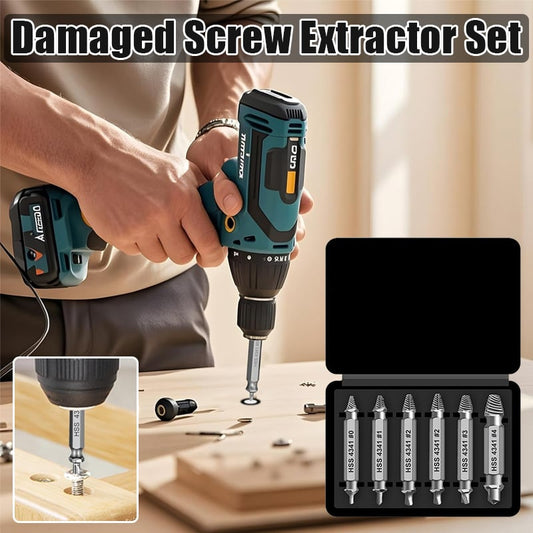 🔥LAST DAY 49% OFF - 🛠️ Stripped Broken Screw Remover, 🔩6 Counts Set Easy Out Bolt Extractor