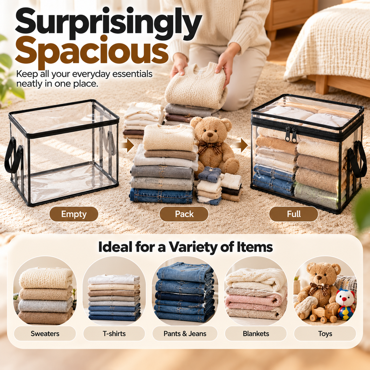🔥Limited Time 50% OFF✨ Clear the Clutter! Large-Capacity Transparent Storage Organizer