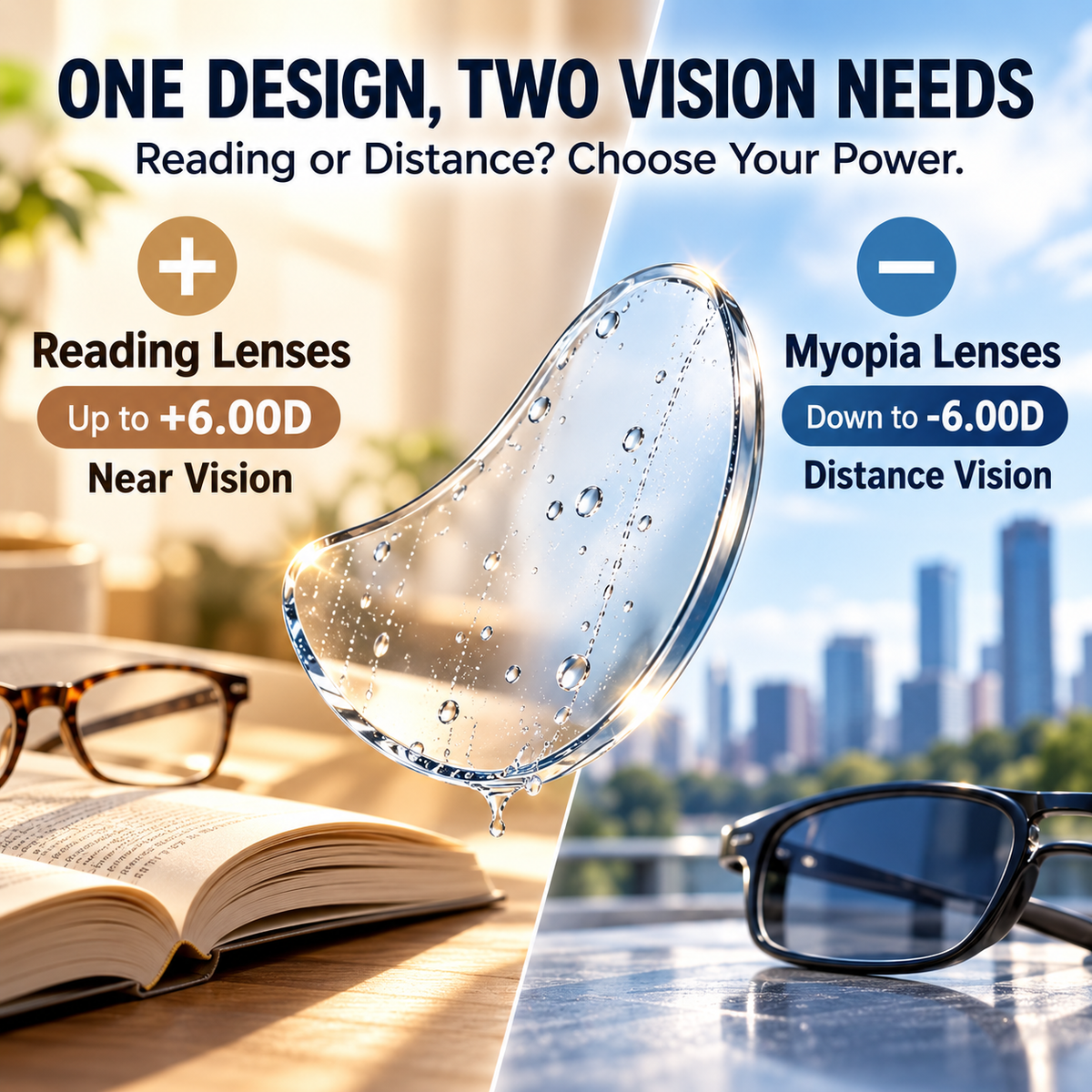 👓 Keep Your Favorite Glasses | Liquid Silicone Stick-On Lenses for Reading & Myopia (-6.00D to +6.00D)