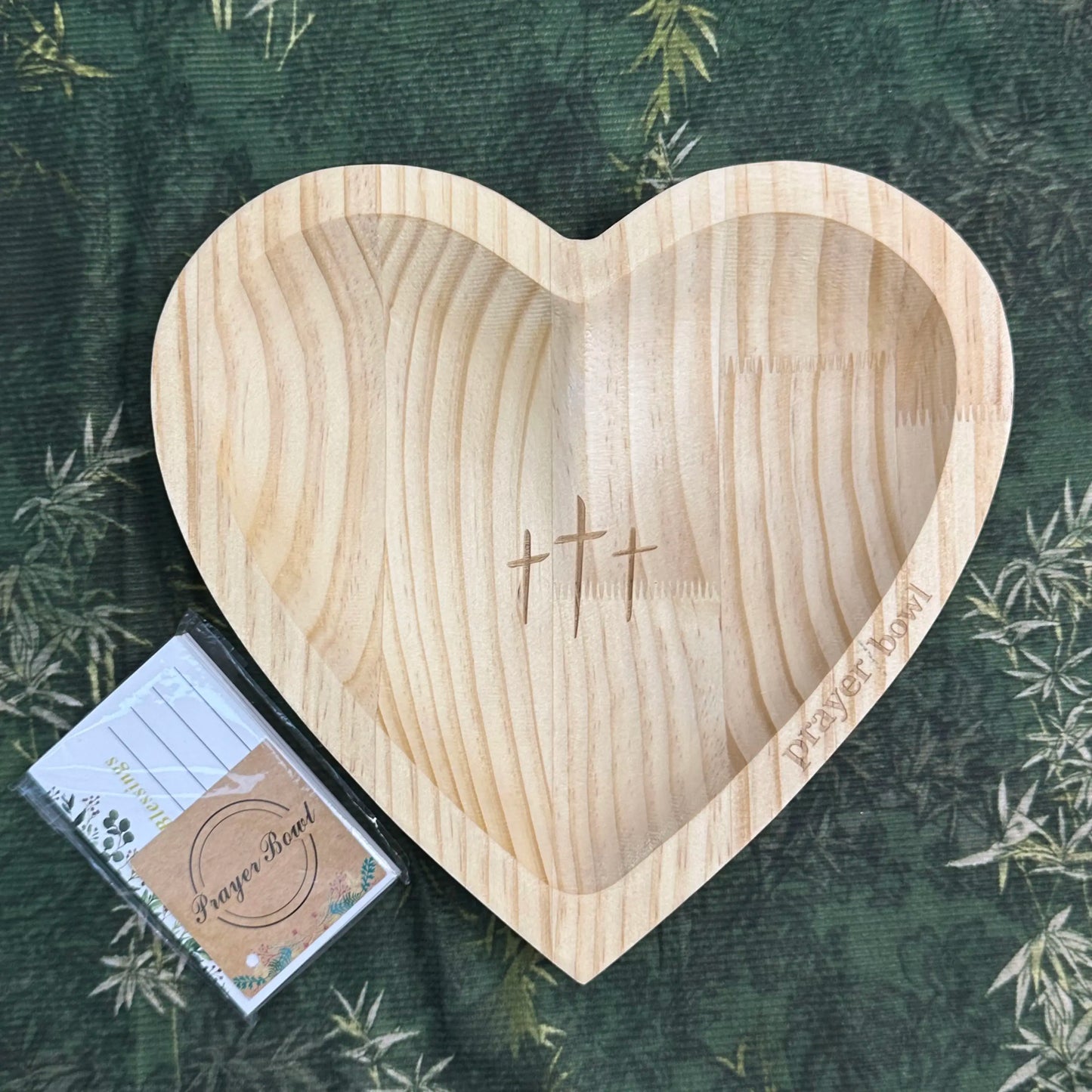 Faith & Grace Heart-Shaped Prayer Bowl Set – Hand-Engraved Vintage Religious Gift for Mother's Day & Easter Sunday 🎁❤️