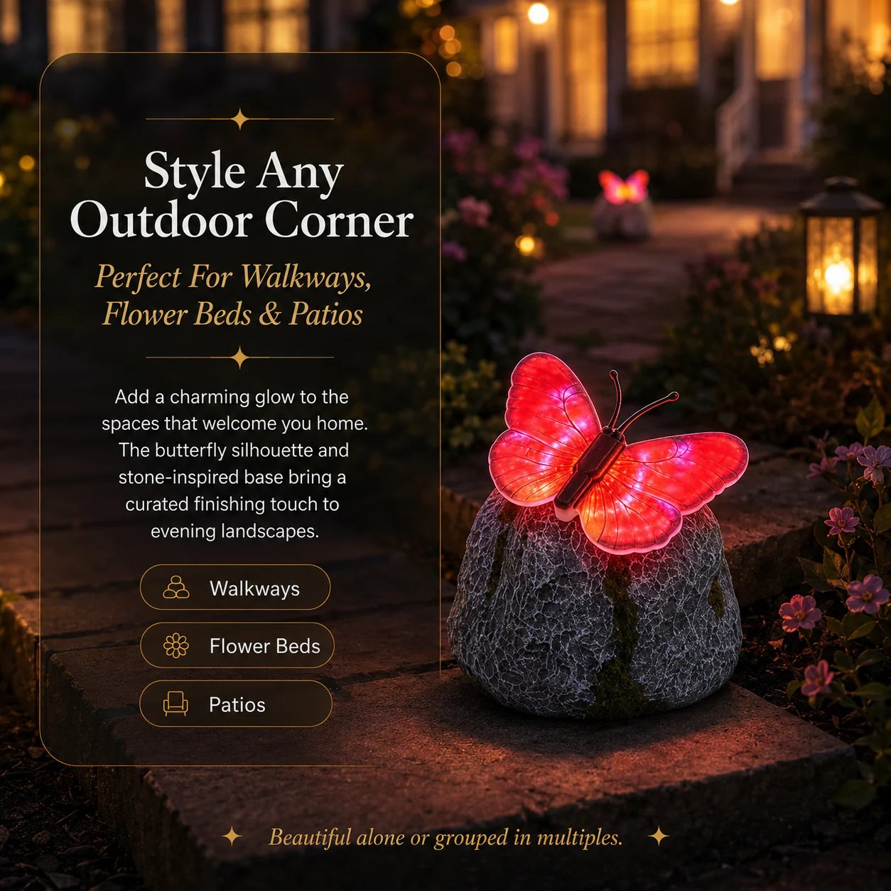 🥳SUMMER HOT SALE ✨🦋Illuminated Butterfly Stone Garden Light