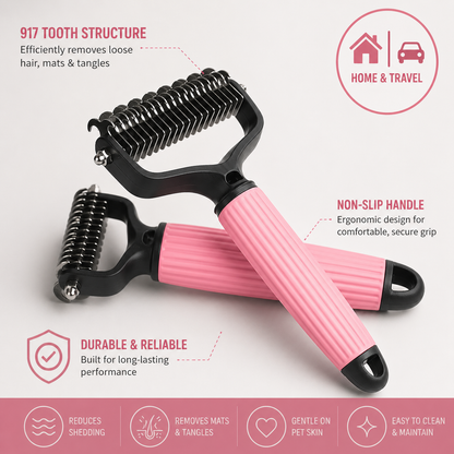 VeroGroom™ 2-in-1 Pet Undercoat Rake | Professional Double-Sided Dematting & Deshedding Tool for Dogs ✨🐕