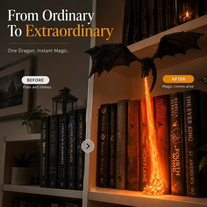 🔥 Limited 50% OFF🐉 Fire-Breathing Dragon Bookshelf Decor Lamp + LED Flame Light Kit