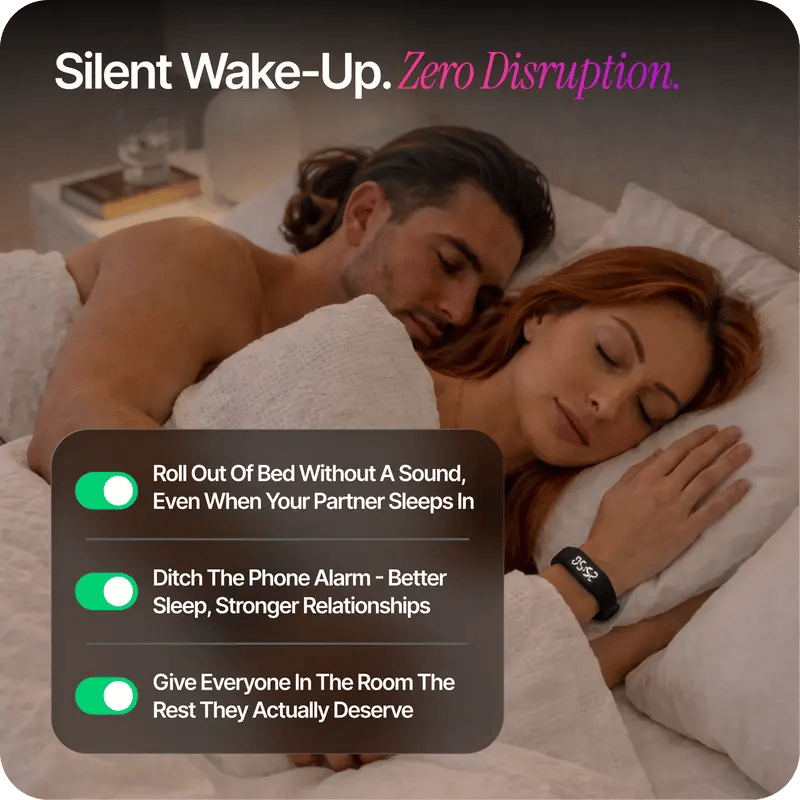 ⌚ Silent Vibration Alarm Clock – Wrist-Worn Wearable Wake-Up Device for Heavy Sleepers, Partner-Friendly Quiet Alarm with 2 Intensity Levels, 3 Alarms & 14+ Day Battery