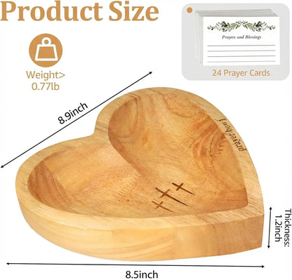 Faith & Grace Heart-Shaped Prayer Bowl Set – Hand-Engraved Vintage Religious Gift for Mother's Day & Easter Sunday 🎁❤️