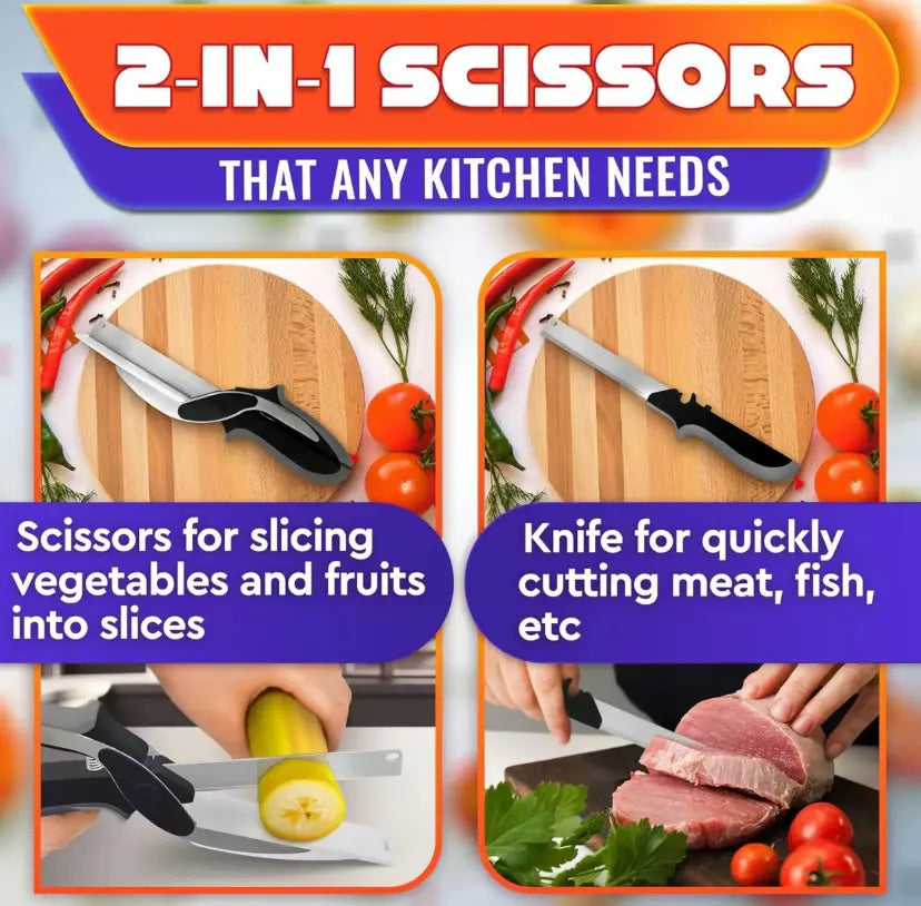 🔥New 2-in-1 Kitchen Scissors – Stainless Steel Food Cutter