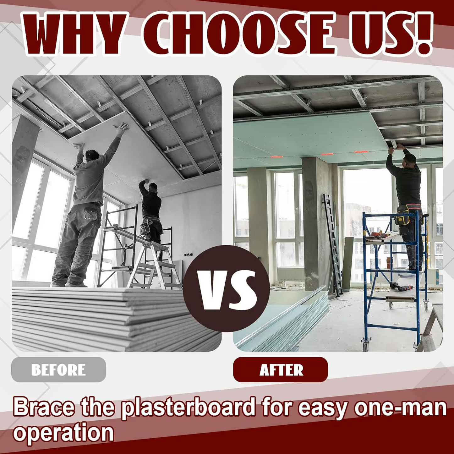 Drywall Fitting Tool for Solo Ceiling & Wall Installation