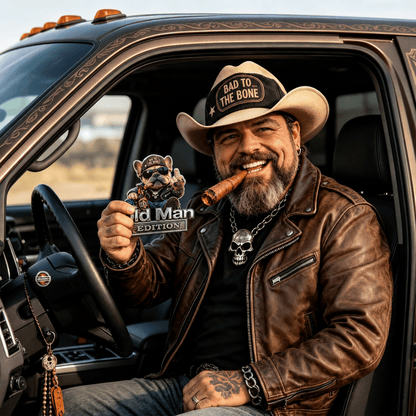 🚗Funny Old Man Edition 3D Metal Car Emblem, 3D Retro Cowboy Truck SUV Sticker Decal, Gift For Dads Bikers Truck Owners🐶