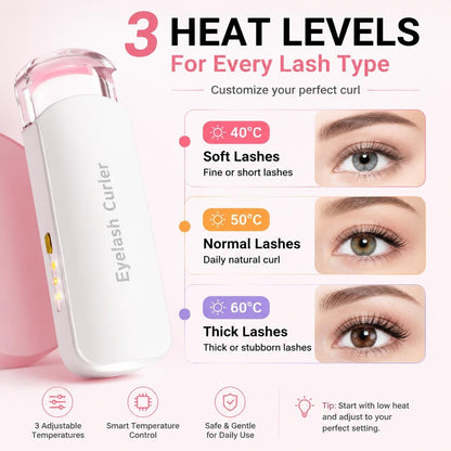 🏆75K+ SOLD!🔥 Heated Eyelash Curler – USB Rechargeable Electric Lash Lift Tool