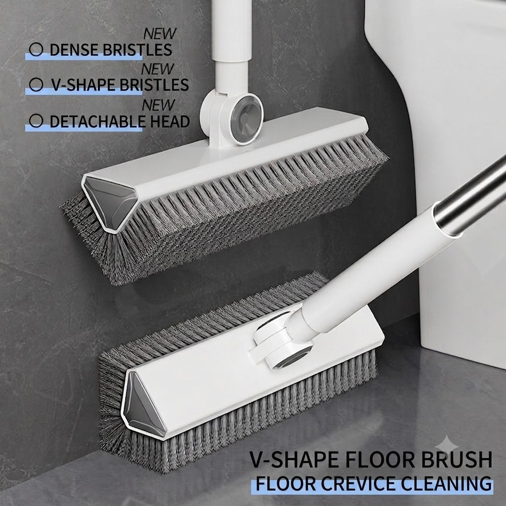 🏡3-in-1 Adjustable Floor Scrub Brush – 360° Rotating Cleaning Tool🧹