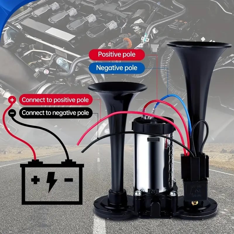 📢 150dB Super Loud Train Horn Kit | Universal 12V Dual Air Horn For Trucks & Cars