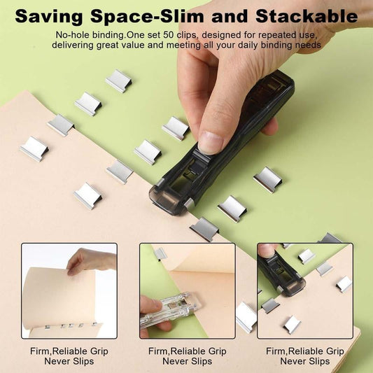 ⚡Hot Sales 64% OFF🔥Portable Binder Clip Stapler - Includes 50 reusable clips