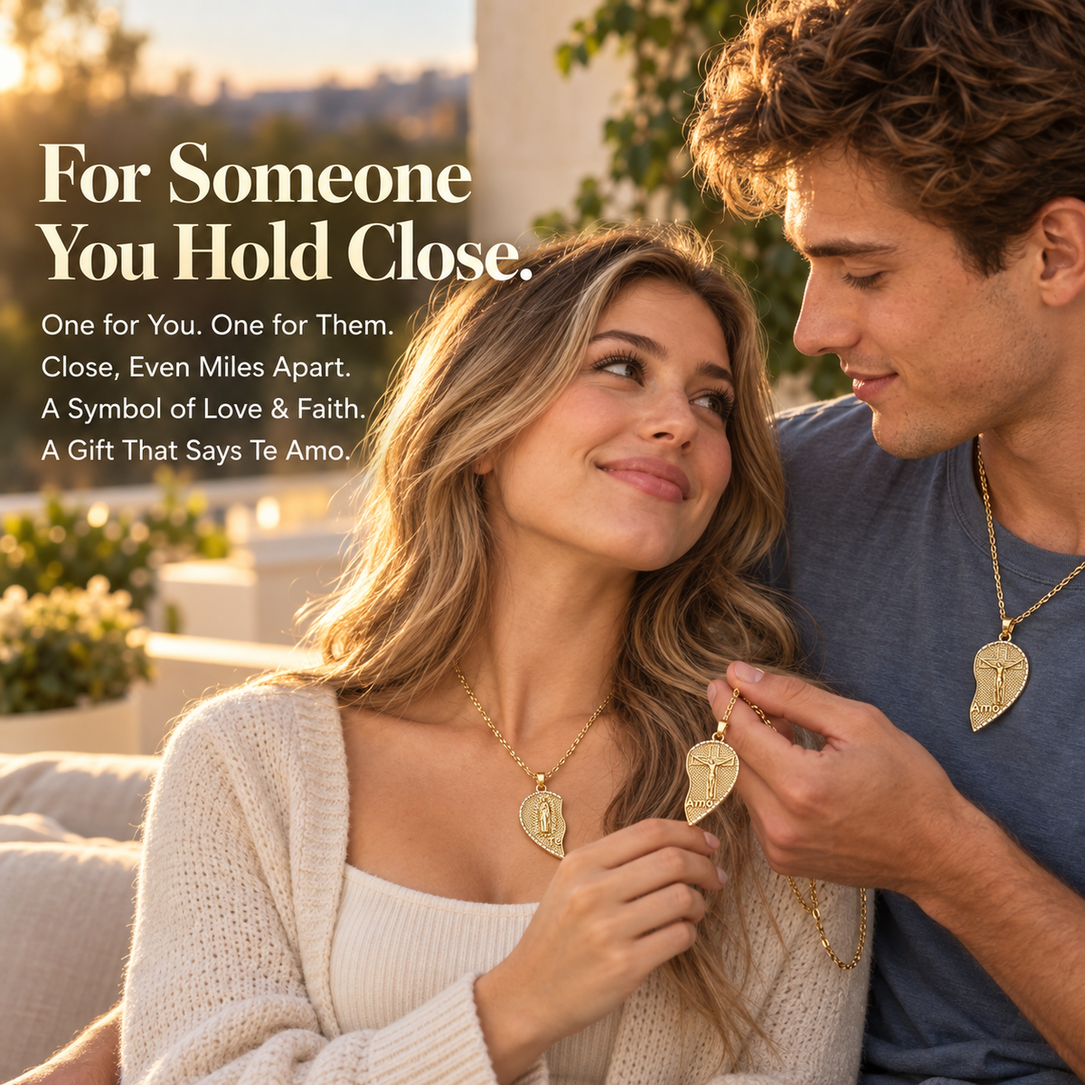 🔥 Limited Time Offer  2PC 18K  Split Heart Necklace Set✨ Split Heart Design, Gift-Ready for Two