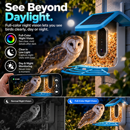🔥Limited Time 50% OFF🦜Smart Bird Feeder - AI Bird Recognition, High-Definition Camera Monitor, Solar-Powered Pet Feeder