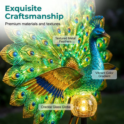🔥 Last Day 49% OFF 🦚Solar Peacock Garden Light, Dynamic Moving Wings & Tail Decorative Yard Lamp✨