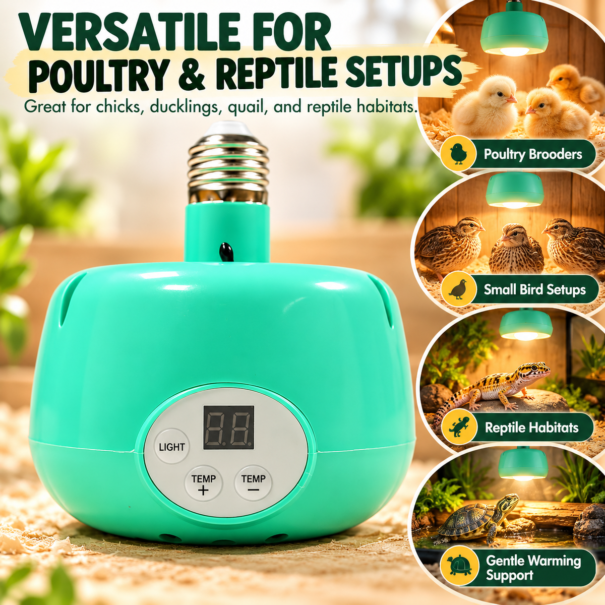 🐥Limited Time 50% OFF! 🌡️ Intelligent Temperature Control Brooder Heater – Even Warm Air, Easy Install, Safe Housing ✨