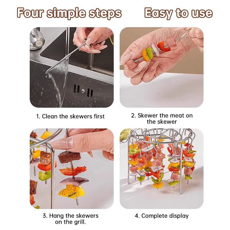 🔥 49% OFF Today | 2-Pack Air Fryer Kebab Rack – 304 Stainless Steel Skewer Grill Stand 🍢
