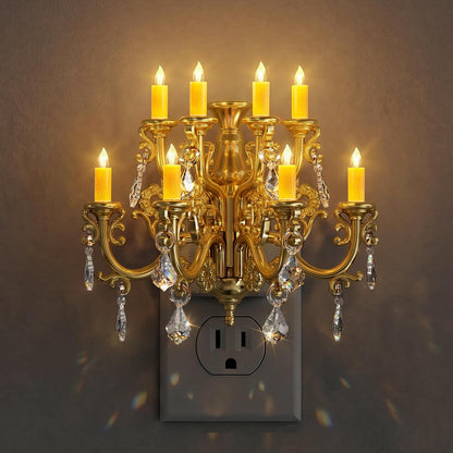Gold plug-in chandelier night light