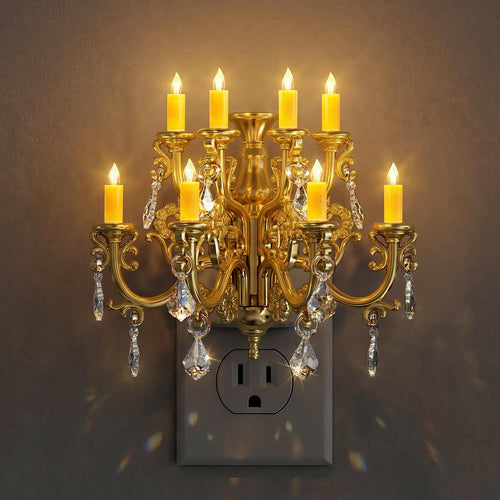 Gold plug-in chandelier night light