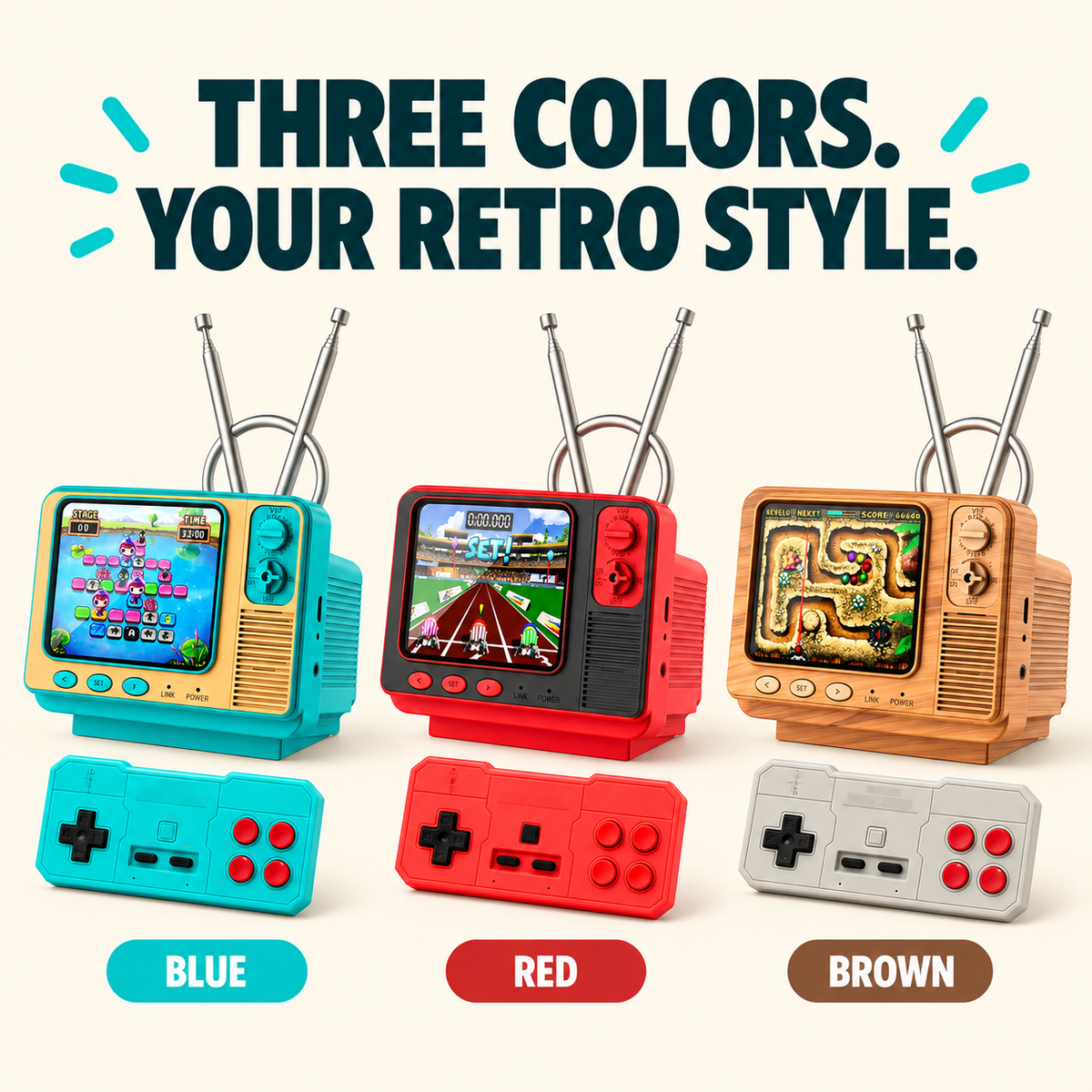 GV300S retro console Blue, Red and Brown color choices