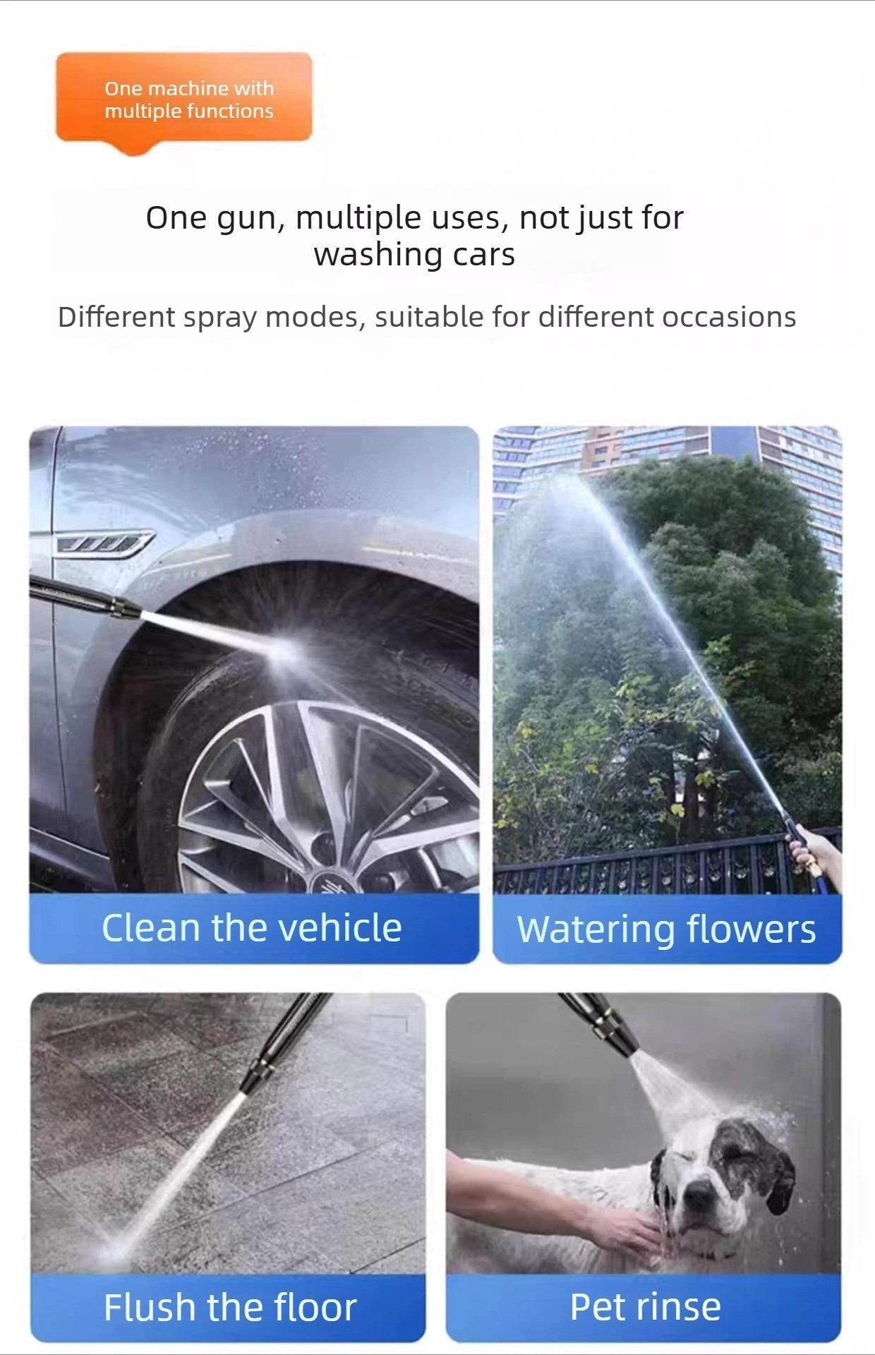 🔥Cleantoks🚀 Home high-pressure car wash water gun with booster nozzle and hose
