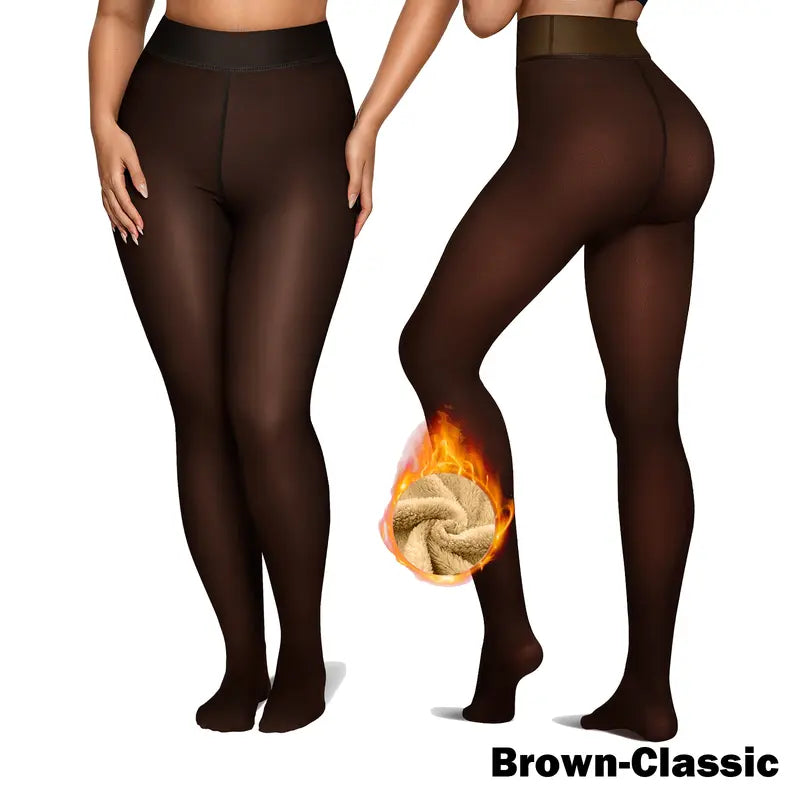 Brown-Classic fleece lined tights